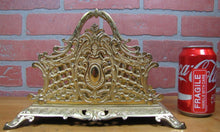 Load image into Gallery viewer, B&amp;H BRADLEY HUBBARD Antique Brass Decorative Arts Letter Holder Magazine Rack
