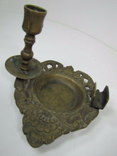 Load image into Gallery viewer, Antique Bronze Candlestick Cigar Lighter Matchholder Tray unique scalloped shell
