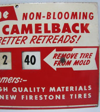 Load image into Gallery viewer, 1940s FIRESTONE TIRES Advertising Sign Gas Station Repair Shop Retread Mold
