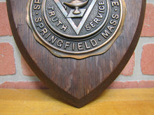 Load image into Gallery viewer, Old SPRINGFIELD COLLEGE MASS Plaque Sign CHARACTER TRUTH SERVICE Wood Metal
