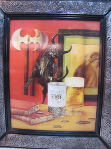 1960s SCHLITZ MALT LIQUOR Lenticular Hologram Adv Sign Bar Pub Liquor Store
