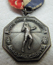 Load image into Gallery viewer, 1943 NORTH SHORE CHAMPIONSHIPS NASSAU COUNTY 220 Yd Dash STERLING Medallion WW2
