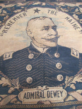 Load image into Gallery viewer, REMEMBER THE MAINE ADMIRAL DEWEY Old Tapestry Artwork Textile Decorative Arts
