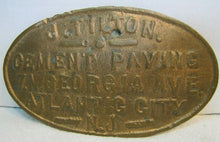 Load image into Gallery viewer, J TILTON CEMENT PAVING ATLANTIC CITY NJ Old Advertising Plaque Sign

