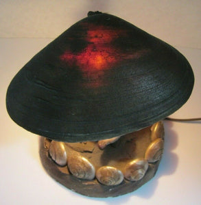 Old Folk Art Gnome Elf Troll w Swan Asbury Park New Jersey Souvenir Shell Lamp