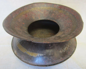 Antique 19c Metal Spittoon Decorative Arts Old Red Yellow Black Paint Patina