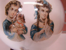Load image into Gallery viewer, Antique Victorian Potichomania Gazing Blown Glass Ball Wooden Stand Girls Boys
