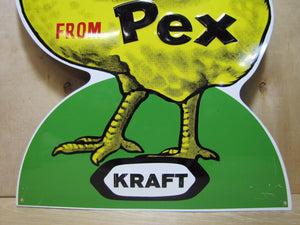 Vintage Farm Chicken Feed Seed Advertising Sign 'Milk-Bank Boost from Pex' Kraft