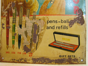 DOCTOR PENS REFILLS GIFT SETS Advertising Sign For Smooth Writing Tin Litho
