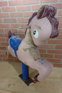 Old PONY CARNIVAL AMUSEMENT PARK RIDE Childs Fixed Roundabout Ride-On Numbered