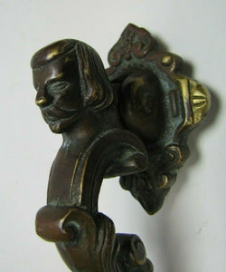 Antique Bronze Gentlemans Head Door Knocker Ornate Unique Architectural Hardware