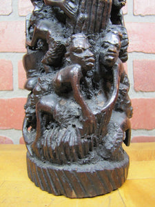 AFRICAN FOLK ART TREE OF LIFE Old Decorative Art Statue Artist Signed D ADAMSON