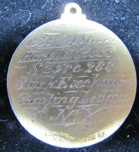 1939 1940 NY STOCK EXCHANGE LEAGUE NEW YORK BOWLING Assn 10k GF Medallion
