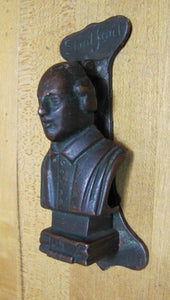 Stratford William Shakespeare Bust Old Bronze Brass Small Interior Door Knocker