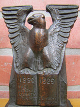 Load image into Gallery viewer, NATIONAL LIBERTY INSURANCE Co of AMERICA Old Cast Iron Eagle Bookends 1929
