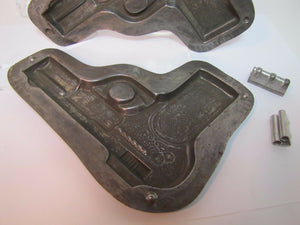 Old Chocolate Mold figural tin metal rare old hard to find candy making two part