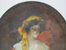 Load image into Gallery viewer, Antique Simpson Spring Beverages Tin Litho Ad Large Sign Tray early 1900s htf
