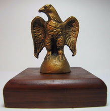 Load image into Gallery viewer, Old Cast Iron EAGLE PAPERWEIGHT Detailed Figural Metal Bird Mounted Wooden Base
