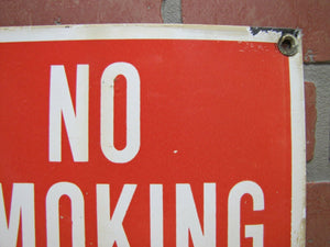 NO SMOKING Old Porcelain Sign Gas Station Industrial Repair Shop RR Subway Ad
