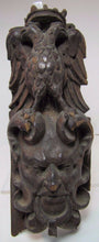 Load image into Gallery viewer, Antique Carved Wood Double Headed EAGLE DEVIL EVIL Man Head Hardware Element
