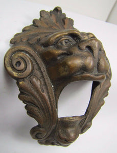 Monsters Beasts Antique Figural Pair Bronze Decorative Hardware Elements