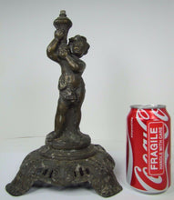 Load image into Gallery viewer, Antique Victorian Gas Lamp figural child holding urn ornate old decorative light
