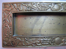 Load image into Gallery viewer, CHINESE FOO DOGS Old Brass Tray Card Tip Pen Pencil Tirnket Ornate Asian China
