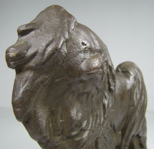 PEKINGESE Old Figural Dog Bronze Brass Doorstop Bookend Decorative Art Statue