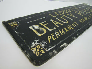 Old LEDOUX'S BEAUTY PARLOR Reverse on Glass Sign Permanent Waving a Specialty