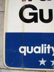 Original MOBIL TRAVEL GUIDE Sign 'Quality Rated' 2x side gas station advertising