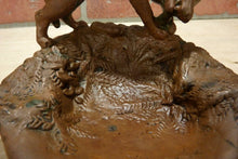 Load image into Gallery viewer, Antique PAUL HERZEL WOLF DOG CHEWING ON BONE Decorative Arts Tray Cigar Ashtray
