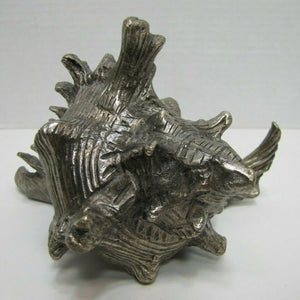 Conch Shell Vintage Decorative Arts Metal Statue Nautical Seaside Seashore Decor