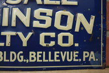Load image into Gallery viewer, JENKINSON REALTY Co CAMERAPHONE Bldg BELLEVUE PA Old Embossed Tin Ad Sign
