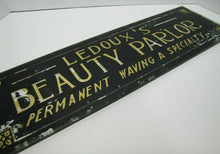 Load image into Gallery viewer, Old LEDOUX&#39;S BEAUTY PARLOR Reverse on Glass Sign Permanent Waving a Specialty
