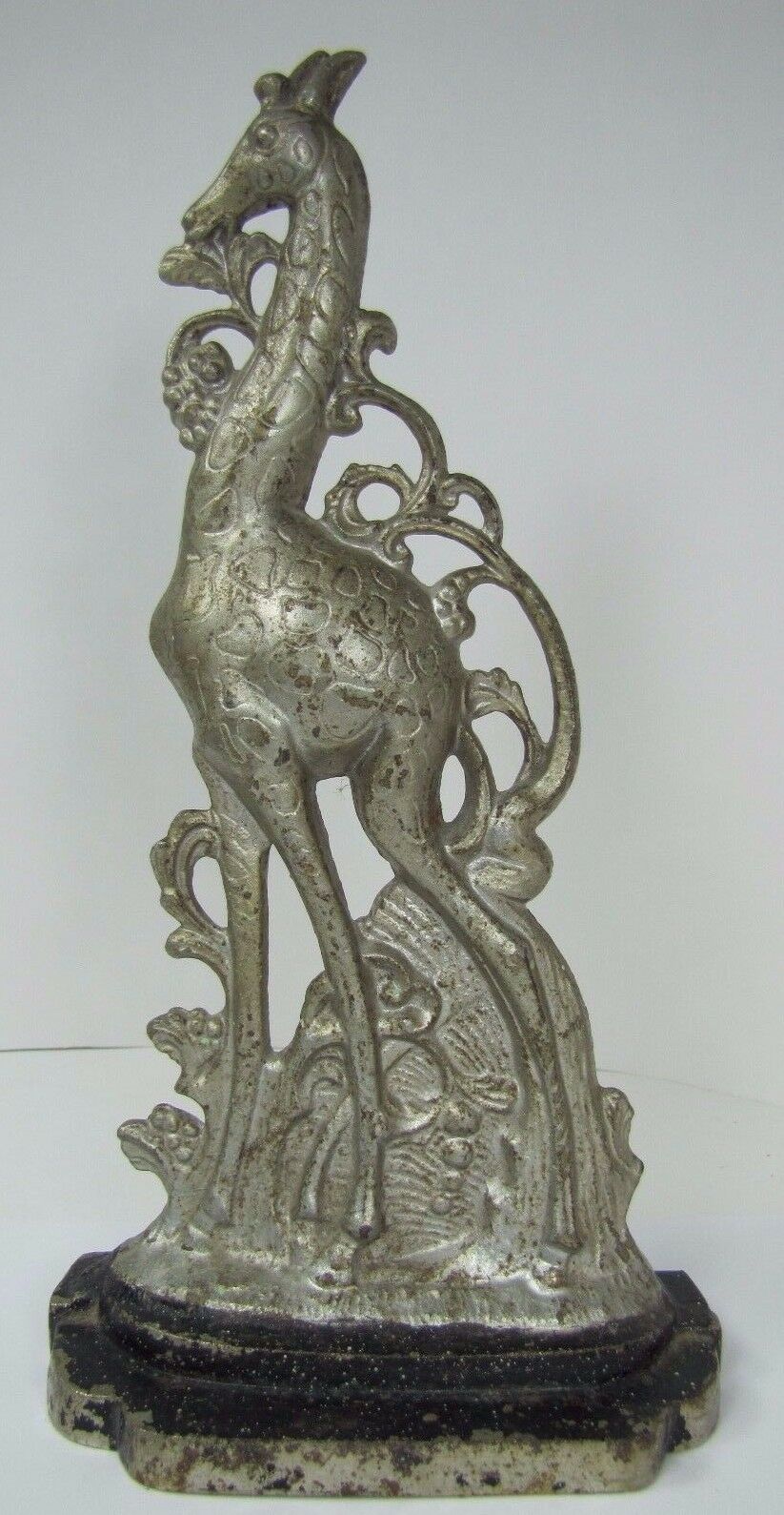 Antique Art Deco Cast Iron Giraffe Doorstop ornate double sided *rare htf Art ds