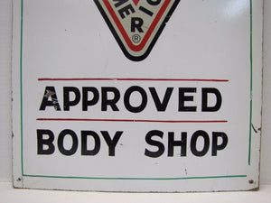 Orig Old MCA Motor Club America Approved Body Shop Sign gas oil auto advertising