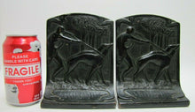 Load image into Gallery viewer, Huntress Greyhounds Whippets Forest Antique Bronze Clad Decorative Art Bookends
