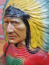 Load image into Gallery viewer, BERKSHIRE ( HATHAWAY ) Fine Spinning Assoc Old Ad INDIAN CHIEF Doorstop Tray Statue
