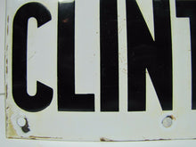 Load image into Gallery viewer, CLINTON Old Porcelain Railroad Train Station Town Sign NELKE-PORCELAIN METALS NY
