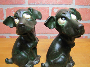 Antique Droopy Eye Dog Cast Iron Bookends Doorstops Decorative Art Statues