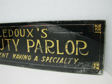 Load image into Gallery viewer, Old LEDOUX&#39;S BEAUTY PARLOR Reverse on Glass Sign Permanent Waving a Specialty
