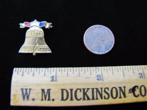 Antique LIBERTY BELL Pin Pinback LIBERTY DEMOCRACY Red White Blue Ornate