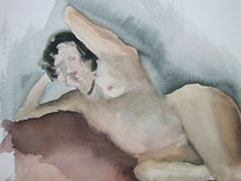 Load image into Gallery viewer, Nude Watercolor Artwork Painting Vintage Pregnant Woman Study 6 Art Paper
