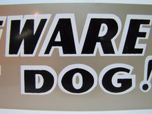 Load image into Gallery viewer, Vintage BEWARE OF DOG ! Sign growling teeth bulldog spike collar tin metal sign
