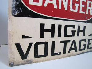 Vintage DANGER HIGH VOLTAGE Sign metal industrial safety advertising sign
