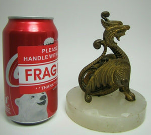 Antique Bronze Griffin Dragon Monster Beast Figural Decorative Arts Marble Base
