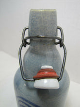 Load image into Gallery viewer, M R Pottery Blue Design Beer Bottle white porcelain top lid side handle
