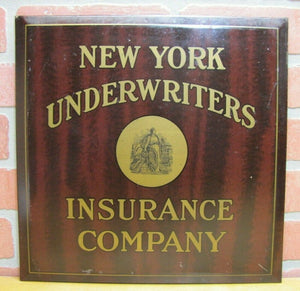 NEW YORK UNDERWRITERS INSURANCE COMPANY Antique Sign American Art Works Ohio