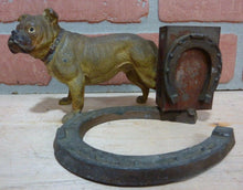 Load image into Gallery viewer, Antique BULLDOG Horseshoes Decorative Arts Figural Matchbook Holder Cold Painted
