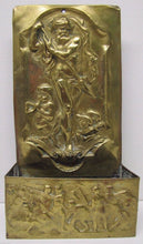 Load image into Gallery viewer, POSEIDON TRIDENT DAUPHINS Old Brass Decorative Arts Wall Plaque Shelf Box Ornate
